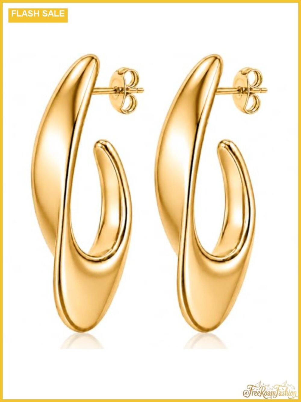 Gold Plated Teardrop Hoop Stud Earrings for Women Hypoallergenic